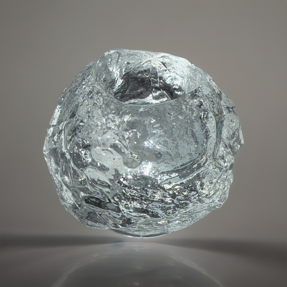 Vintage Kosta Boda Sweden Crystal Snowball Tea Votive Candle Holder Paperweight